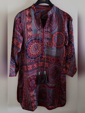 NEW Silky Women's Boho Medallion Print Tunic, S/M